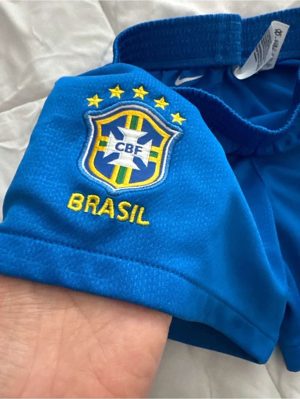 3T Nike Blue Brasil Boys Athletic Soccer Shorts with Yellow Accents